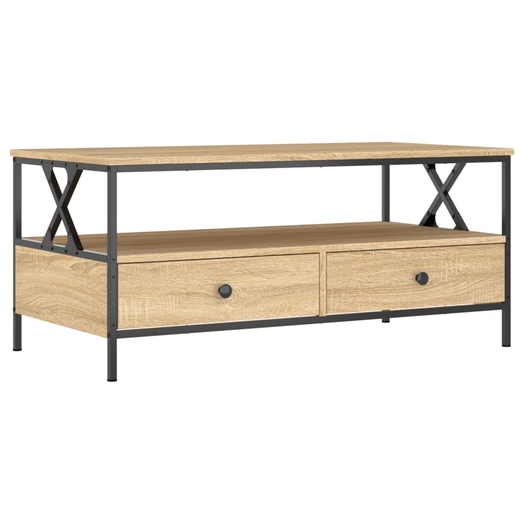 Wooden Coffee Table 100cm Wide With 2 Drawers - Vantage Home