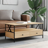 Wooden Coffee Table 100cm Wide With 2 Drawers - Vantage Home