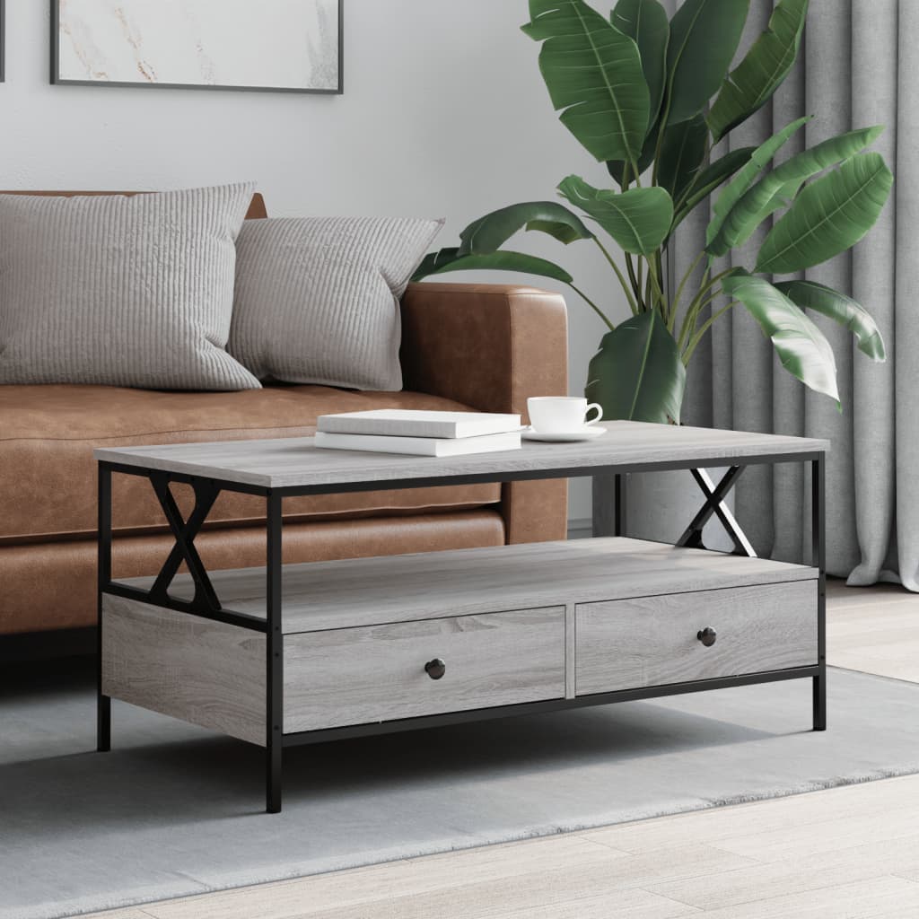 Wooden Coffee Table 100cm Wide With 2 Drawers - Vantage Home