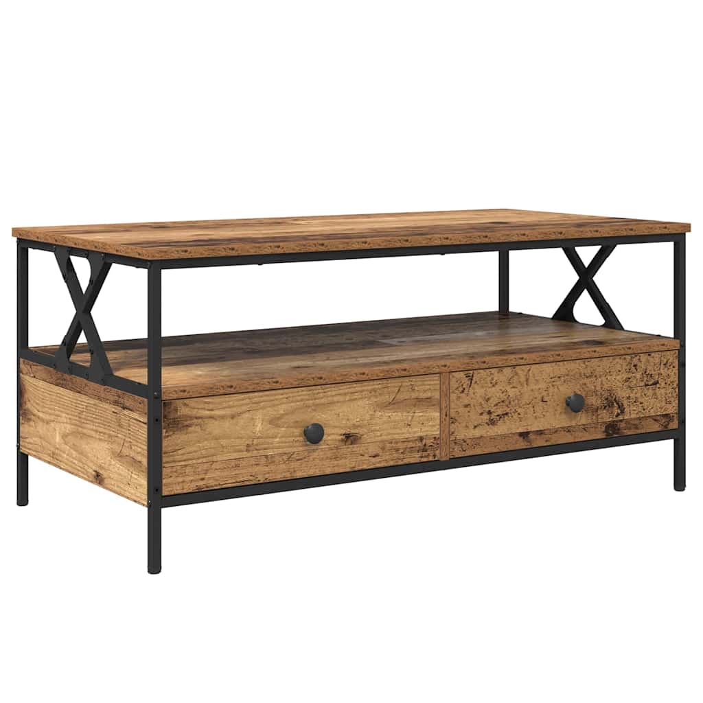 Wooden Coffee Table 100cm Wide With 2 Drawers - Vantage Home