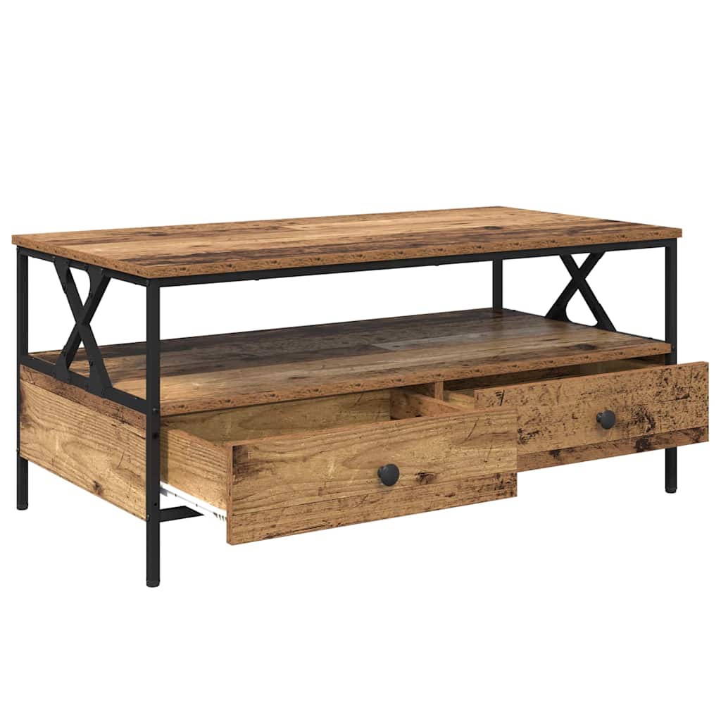 Wooden Coffee Table 100cm Wide With 2 Drawers - Vantage Home