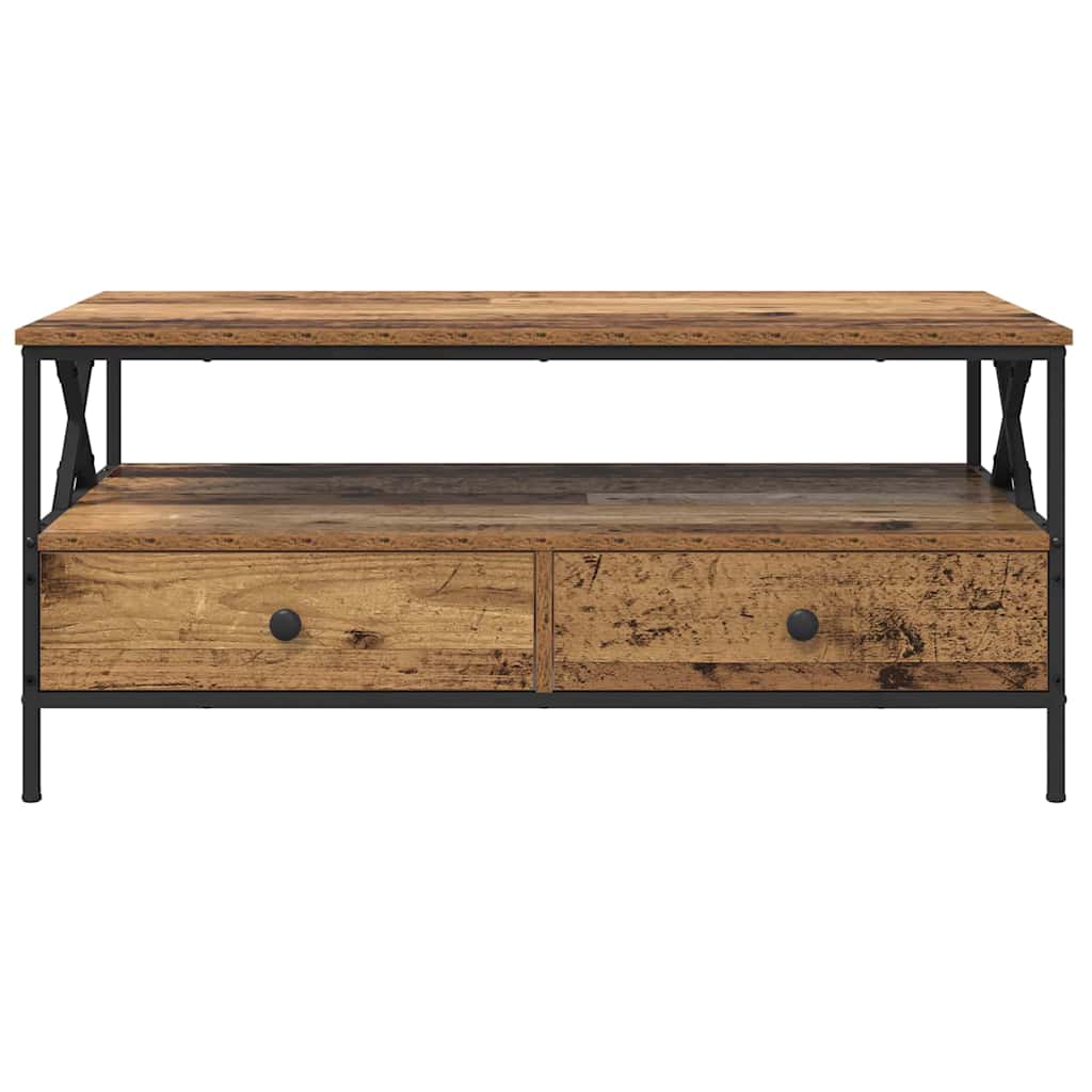 Wooden Coffee Table 100cm Wide With 2 Drawers - Vantage Home