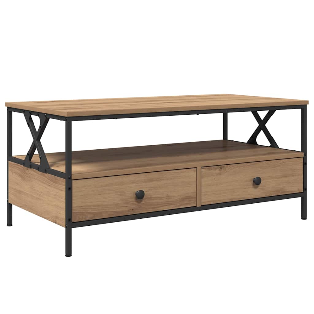 Wooden Coffee Table 100cm Wide With 2 Drawers - Vantage Home