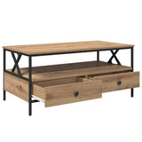 Wooden Coffee Table 100cm Wide With 2 Drawers - Vantage Home
