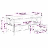 Wooden Coffee Table 100cm Wide With 2 Drawers - Vantage Home