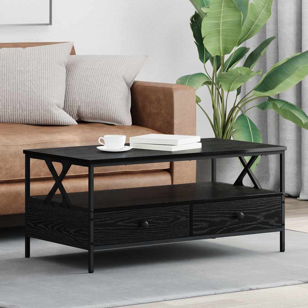 Wooden Coffee Table 100cm Wide With 2 Drawers - Vantage Home