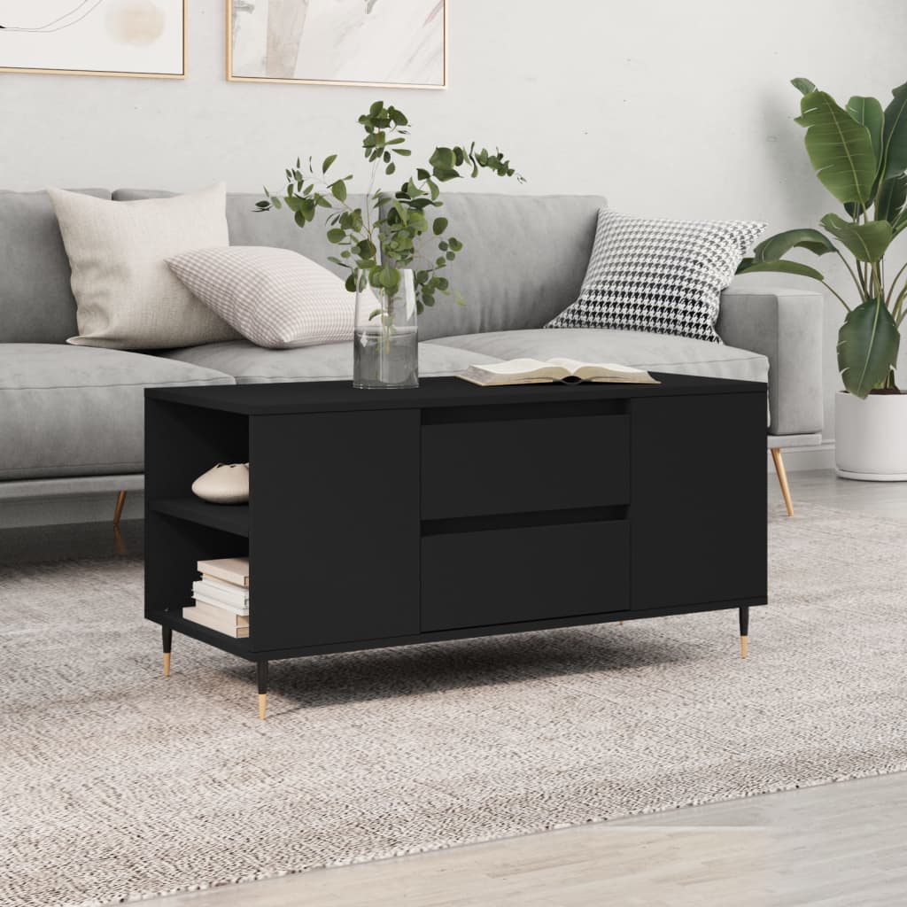 Wooden Coffee Table 102cm Wide With 2 Drawers - Vantage Home