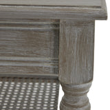 Wooden Coffee Table 120cm Wide Rattan Shelf - Serene