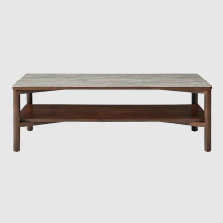 Wooden Coffee Table 120cm Wide With Marble Effect Glass Top - Willow