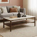Wooden Coffee Table 120cm Wide With Marble Effect Glass Top - Willow