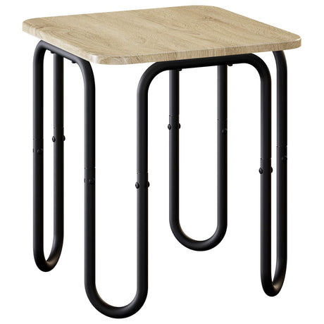 Wooden Coffee Table 40cm Wide Square With Steel Legs - Vantage Home