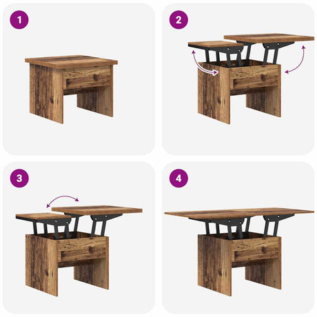 Wooden Coffee Table 55cm Wide Height Adjustable - Vantage Home