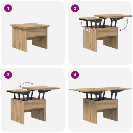 Wooden Coffee Table 55cm Wide Height Adjustable - Vantage Home