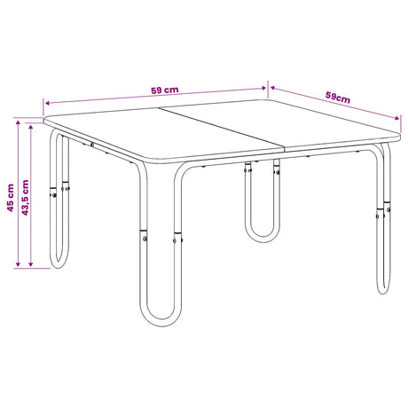 Wooden Coffee Table 59cm Wide Square With Steel Legs - Vantage Home