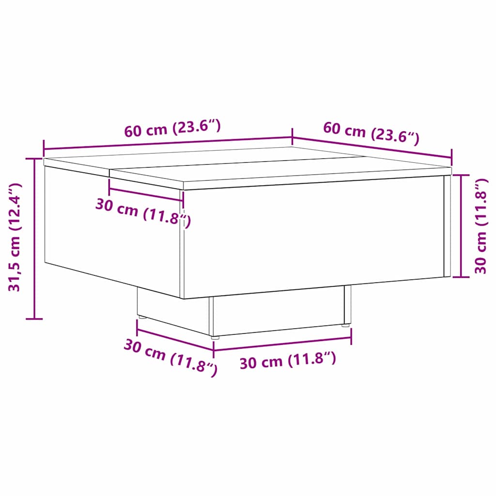 Wooden Coffee Table 60cm Wide Square - Vantage Home