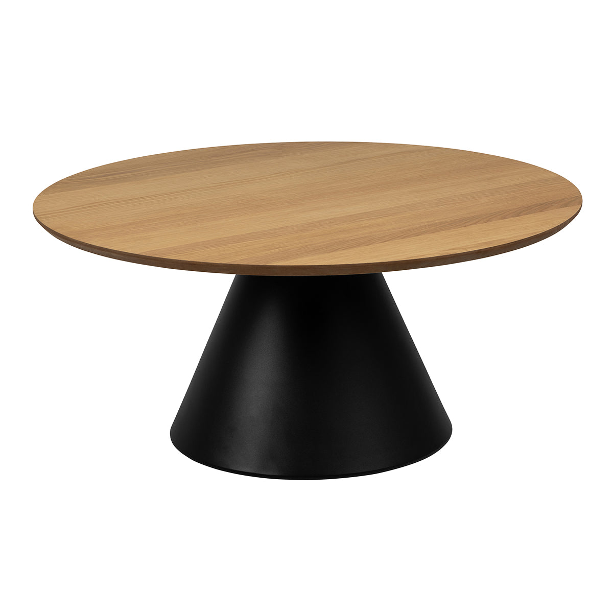 Wooden Coffee Table 85cm Wide Round With Oak Top - Soli
