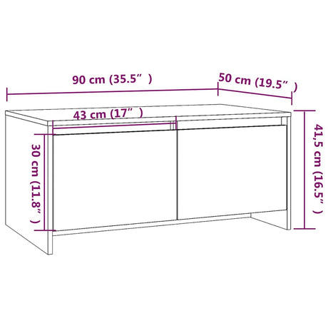 Wooden Coffee Table 90cm Wide Rectangular With 2 Drawers - Vantage Home