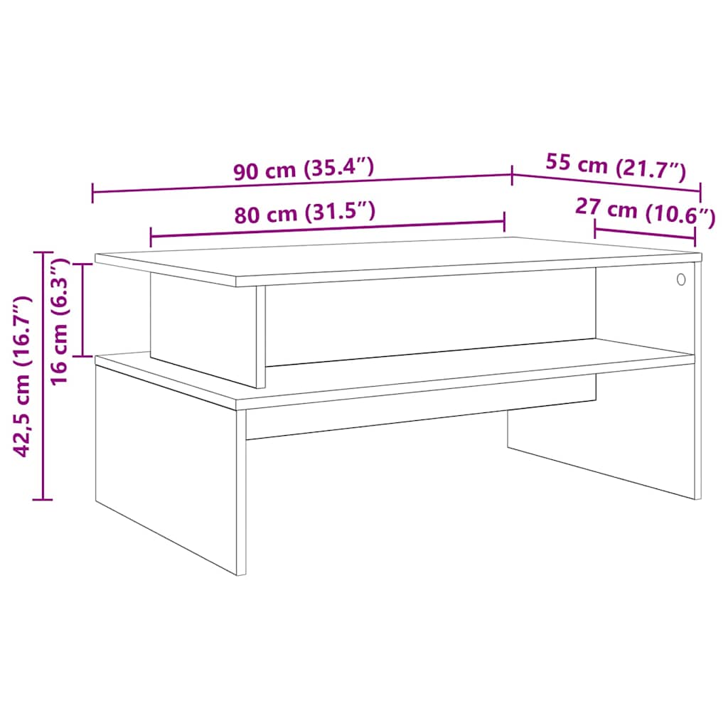 Wooden Coffee Table 90cm Wide With Shelf - Vantage Home