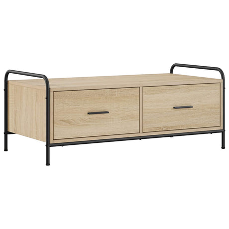 Wooden Coffee Table 99.5cm Wide With 2 Drawers And Steel Frame - Vantage Home