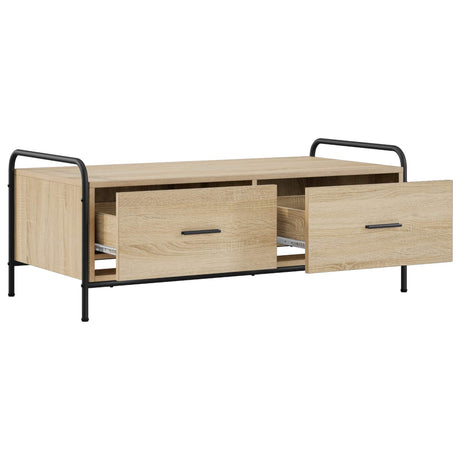 Wooden Coffee Table 99.5cm Wide With 2 Drawers And Steel Frame - Vantage Home