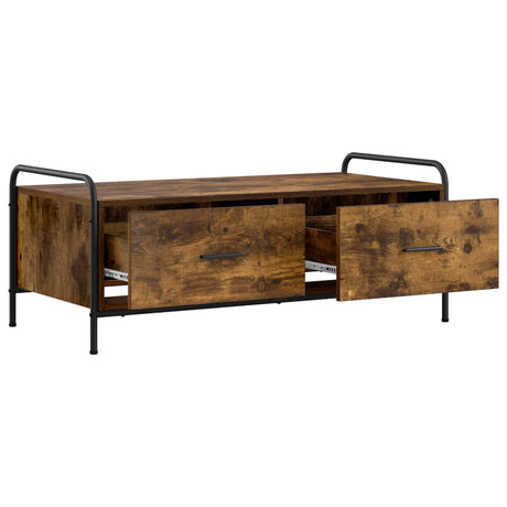Wooden Coffee Table 99.5cm Wide With 2 Drawers And Steel Frame - Vantage Home