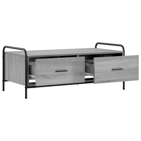 Wooden Coffee Table 99.5cm Wide With 2 Drawers And Steel Frame - Vantage Home