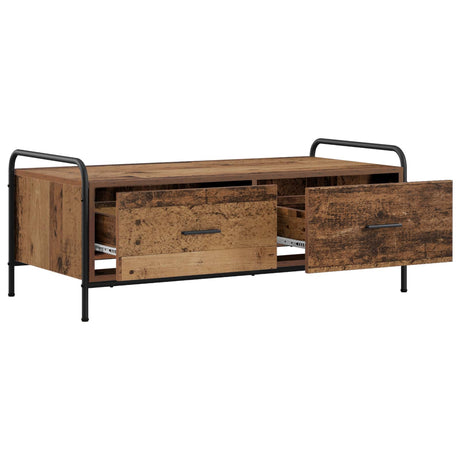 Wooden Coffee Table 99.5cm Wide With 2 Drawers And Steel Frame - Vantage Home