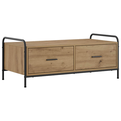 Wooden Coffee Table 99.5cm Wide With 2 Drawers And Steel Frame - Vantage Home