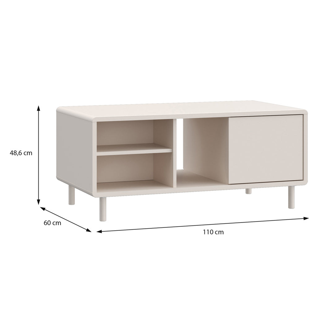 Wooden Coffee Table With Open Shelf And Door - Playly