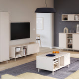Wooden Coffee Table With Open Shelf And Door - Playly