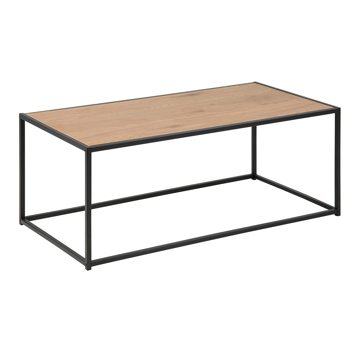 Wooden Coffee Table Rectangular With Black Metal Frame - Seaford