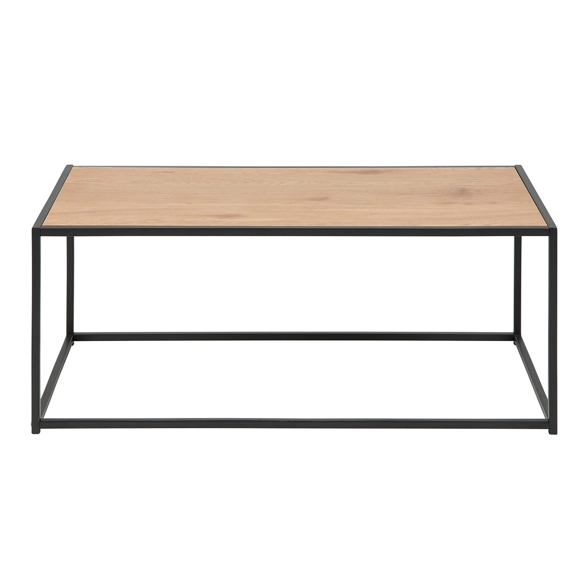 Wooden Coffee Table Rectangular With Black Metal Frame - Seaford