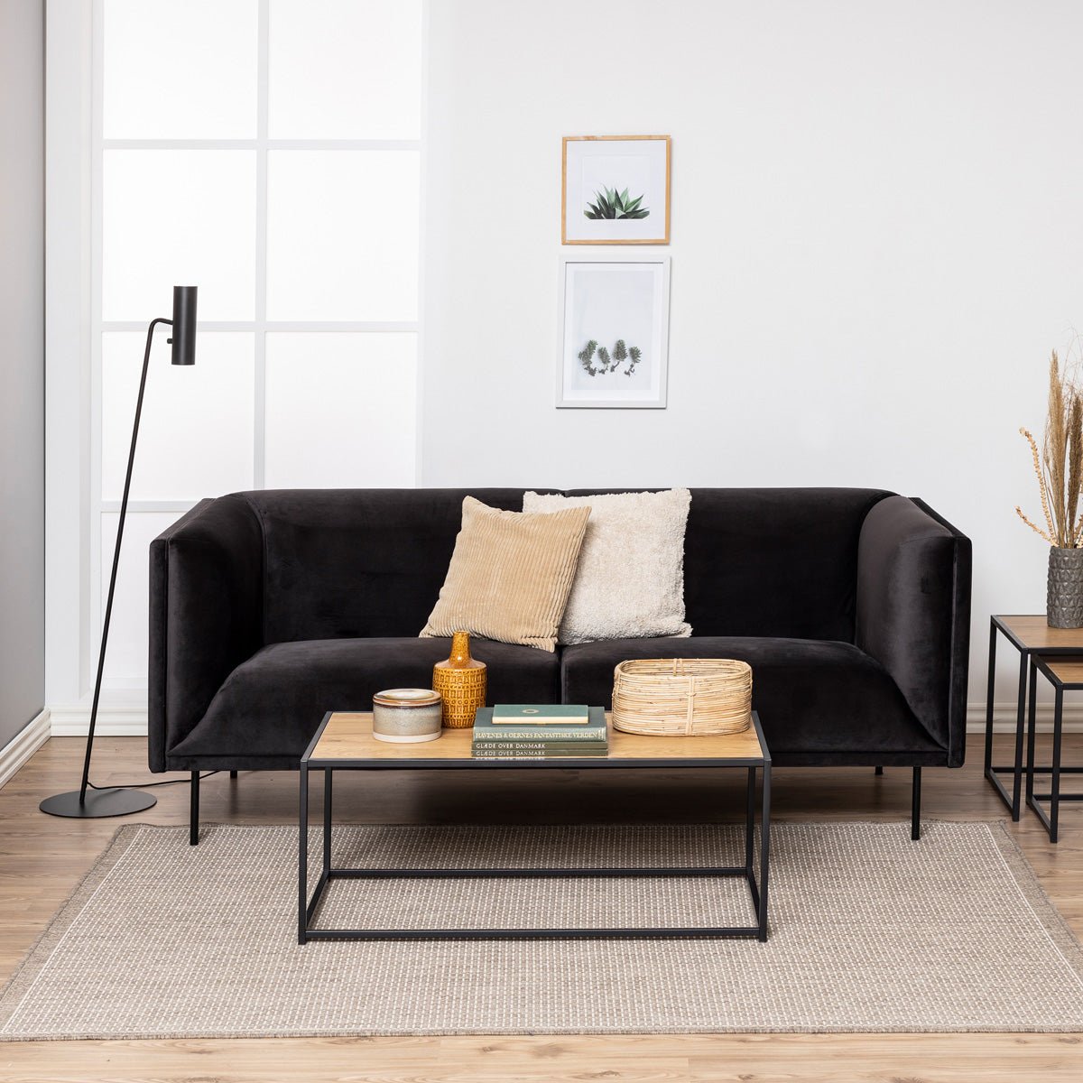 Wooden Coffee Table Rectangular With Black Metal Frame - Seaford