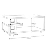 Wooden Coffee Table Rectangular With Lockable Wheels - Bailey