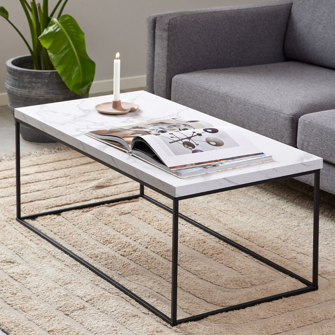 Wooden Coffee Table Rectangular in Marble Effect - Barossa