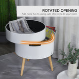 Wooden Coffee Table Round With 2 Hidden Compartments - Velmora
