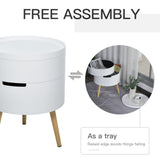 Wooden Coffee Table Round With 2 Hidden Compartments - Velmora