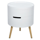 Wooden Coffee Table Round With 2 Hidden Compartments - Velmora