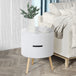 Wooden Coffee Table Round With 2 Hidden Compartments - Velmora