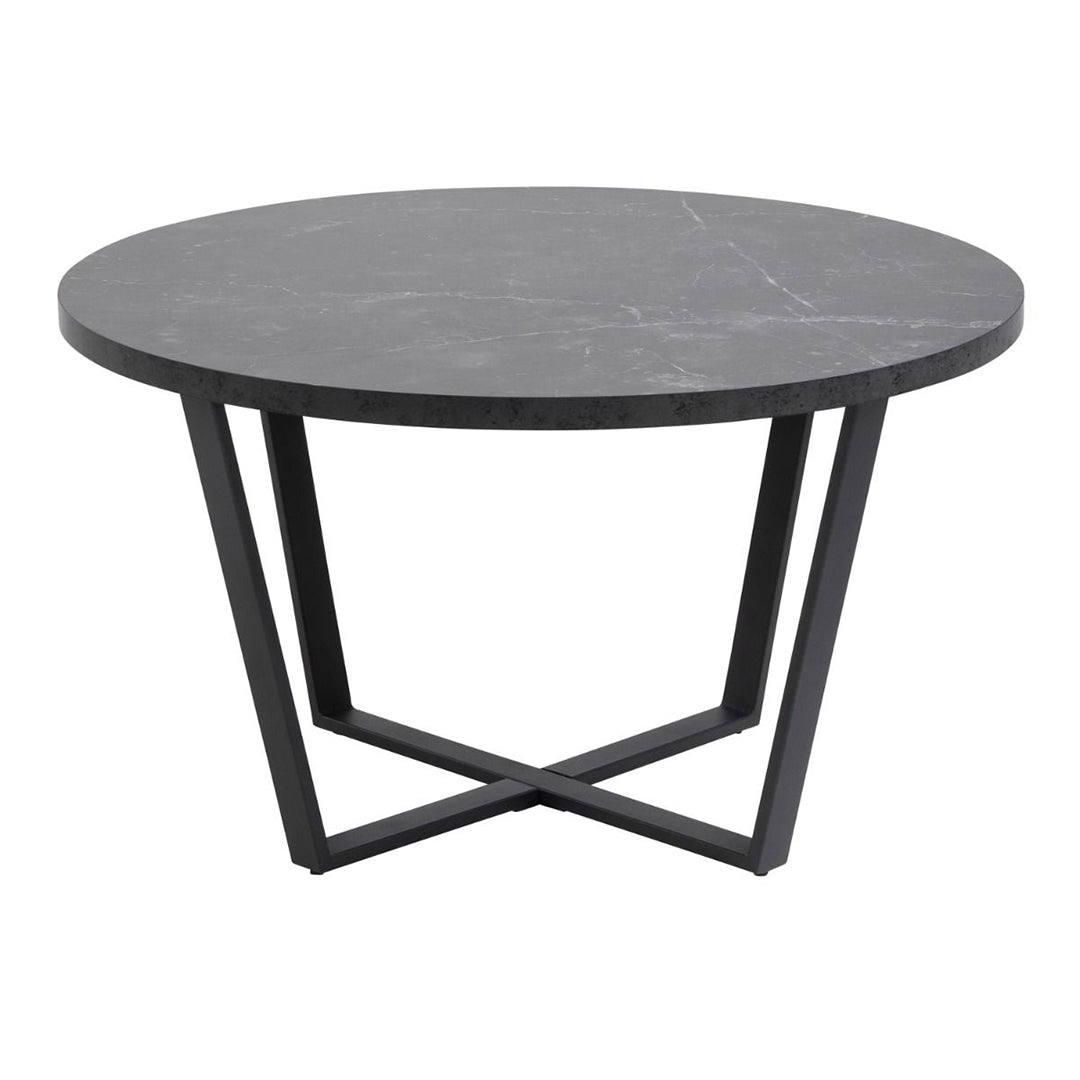 Wooden Coffee Table Round in Marble Effect - Amble