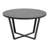 Wooden Coffee Table Round in Marble Effect - Amble