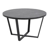 Wooden Coffee Table Round in Marble Effect - Amble