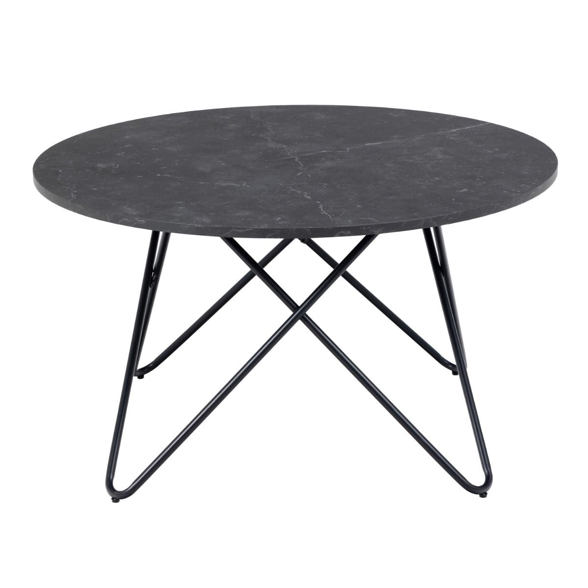 Wooden Coffee Table Round in Marble Effect - Wyre