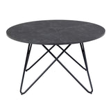 Wooden Coffee Table Round in Marble Effect - Wyre