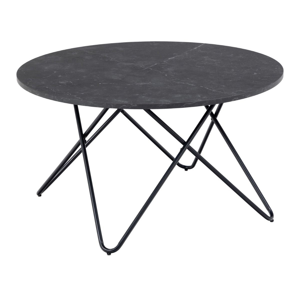 Wooden Coffee Table Round in Marble Effect - Wyre