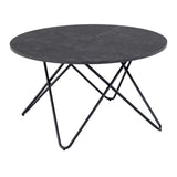 Wooden Coffee Table Round in Marble Effect - Wyre
