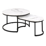 Wooden Coffee Table Set of 2 in Marble Effect - Spiro
