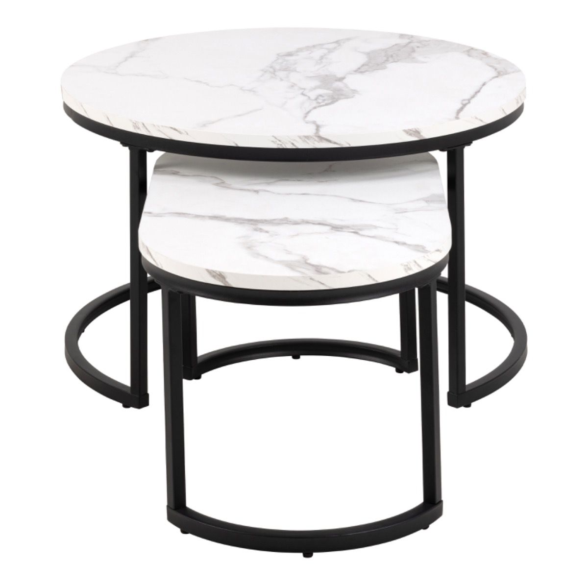 Wooden Coffee Table Set of 2 in Marble Effect - Spiro