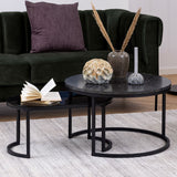 Wooden Coffee Table in Set Of 2 Round And Oval - Spiro