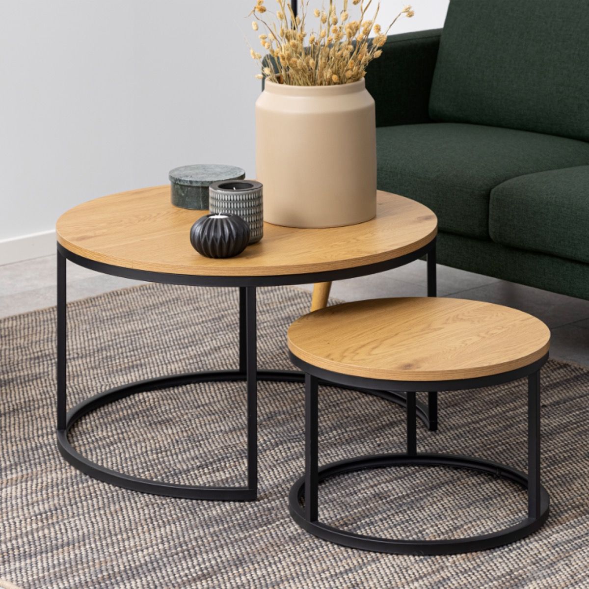 Wooden Coffee Table Set Of 2 Round - Spiro